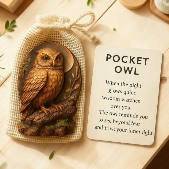 Animal Pocket Hug with Positive Card Emotional Support Love Heart Wolf Turtle Owl Rabbit Crow Pocket Token Decoration Inspirational Encouragement Gift