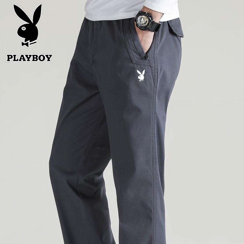 PLAYBOY Men's Casual Loose Straight Cargo Trousers
