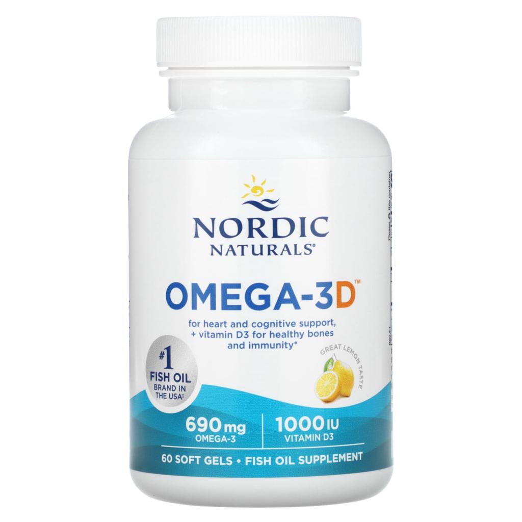 Nordic Naturals Omega3D, Lemon, 60 Softgels