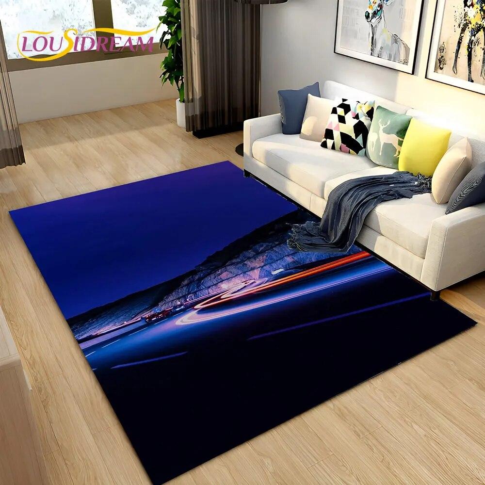 3D неоновый коврик для скоростной трассы, большой ковер для дома, гостиной, спальни, дивана, коврик для двери, детский нескользящий напольный коврик