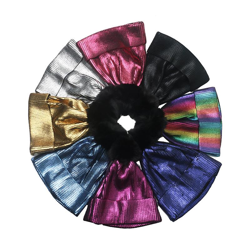 Осенне-зимняя бронзовая шерстяная шапка, красочная металлическая хип-хоп уличная шапка с помпоном, вязаная шапка для мужчин и женщин