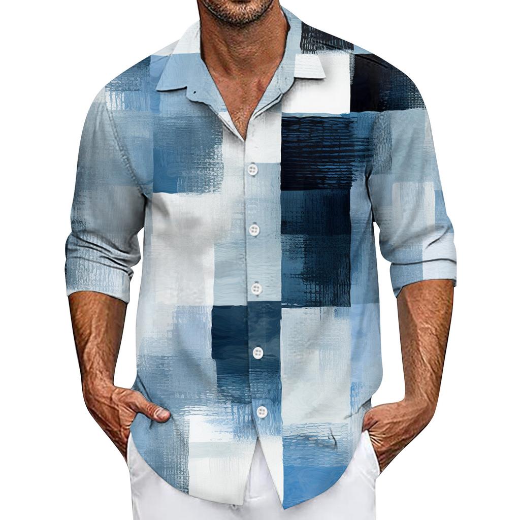 Мужская летняя новая свободная рубашка с длинным рукавом с принтом, кардиган, пляжная рубашка