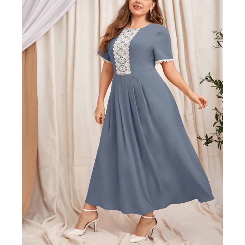 Плюс Размер Женщин Новый Осенний Стиль Элегантный Цвет Коллокации Платье