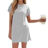 Women's Coverups Short Sleeve T-Shirt Dress Casual Side Slit Loose Fit Knee Length Beach Dress