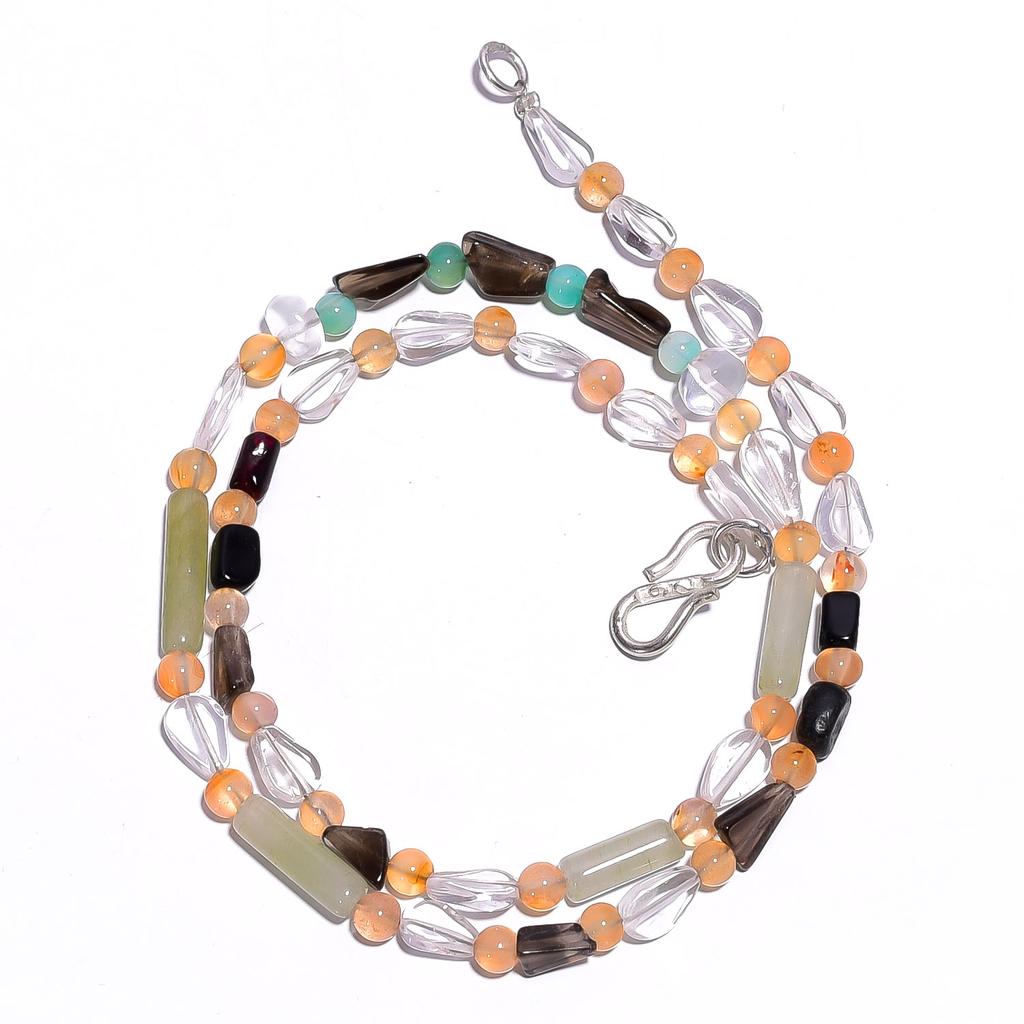 Natural Crystal Smoky Quartz Aventurine Gemstone Beads Necklace 17" UB-4419 UB-4419
