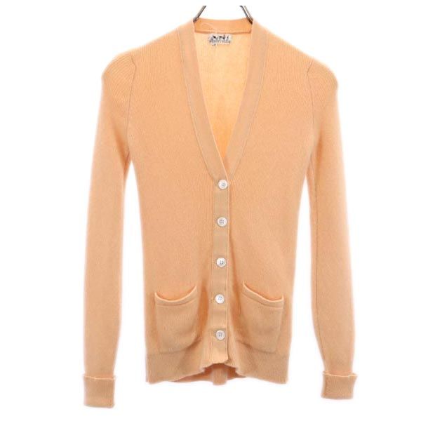 Hermes Long Sleeve Silk Knit Cardigan 40 Orange Series Women Used