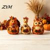 Seasonal Autumn Shelf Display 3PCS Rustic Harvest Wooden Ornaments, Animal Designs Retro Thanksgiving Tiered Tray Decorations Distressed Farmhouse