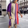 Летний модный трендовый мужской костюм с 3D принтом в полоску, спортивный костюм для бега, футболки с короткими рукавами, комплект уличной одежды для мужчин