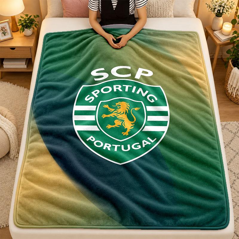 Flannel BlanketSporting CP FC Warm Soft Throw Blanket for Indoor Sofa Bed Living Room Use