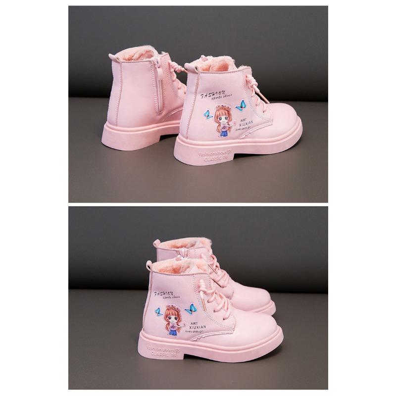 Модные милые туфли для девочек, зимние новые детские короткие ботинки, кожаные ботинки для принцессы