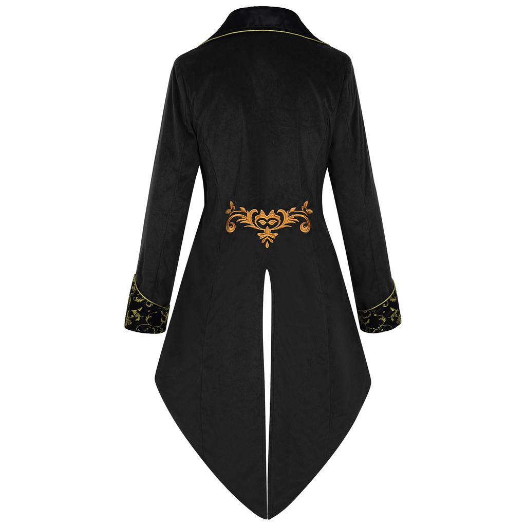 Men's Steampunk Coat Tuxedo Medieval Costume Gothic Victorian Frocker Uniform Party Retro Casual Halloween Tailcoat Jackets