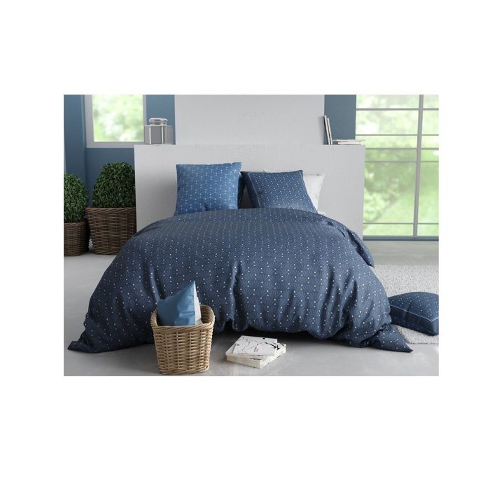 Parure De Lit - Geometrique Azura - 220 X 240 Cm - 100% Coton - Lavable À 40°C