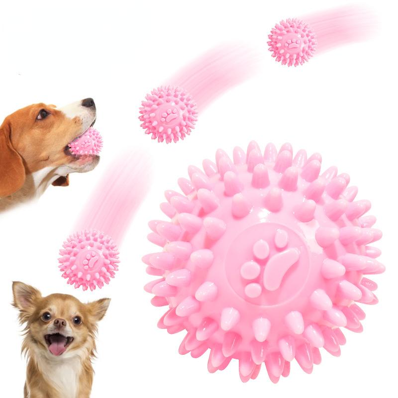 Dog Chew Toys for Cleaning Teeth Pink Soft Rubber Bone Funny Ball Interactive Donut Treat Set for Small Medium Dogs Pet Gifts