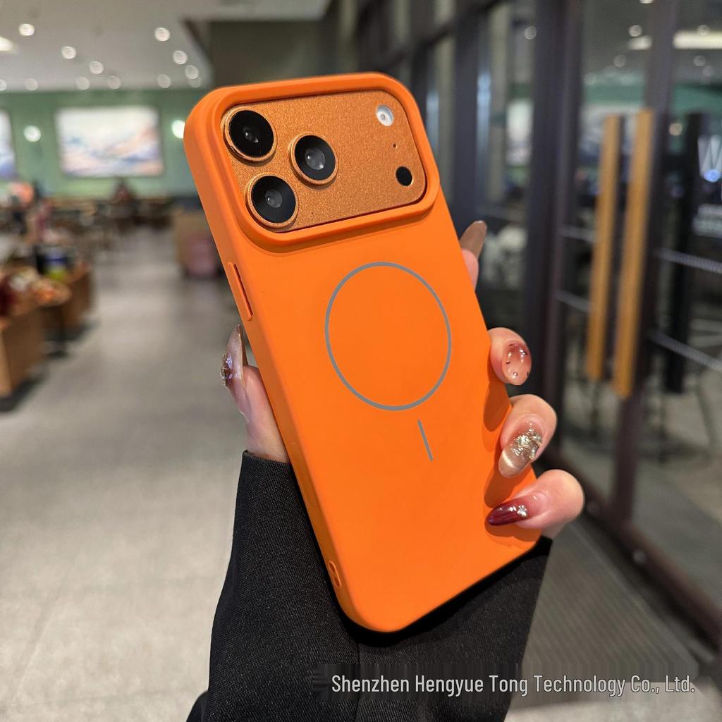 Магнитный чехол из жидкого силикона для iPhone 17 Pro Max - Защитная крышка с защитой от царапин и дизайном в виде мелких кругов.