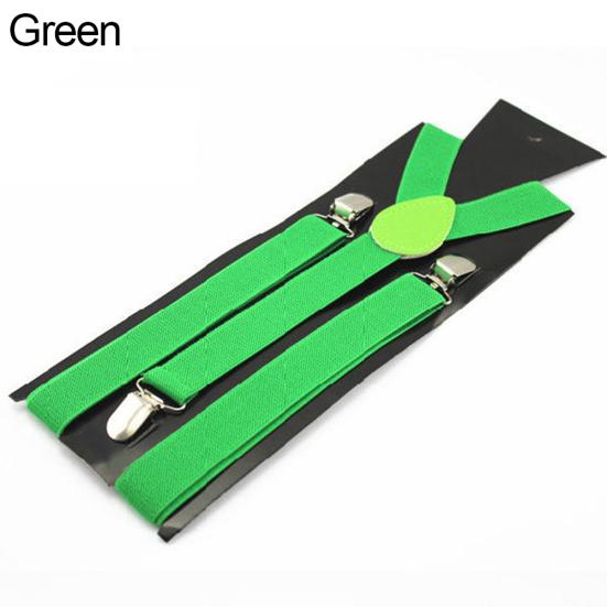 Men'S And Women'S Candy Color Clip Type Elastic Suspenders With Y-Shaped Adjustable Brackets Gifts