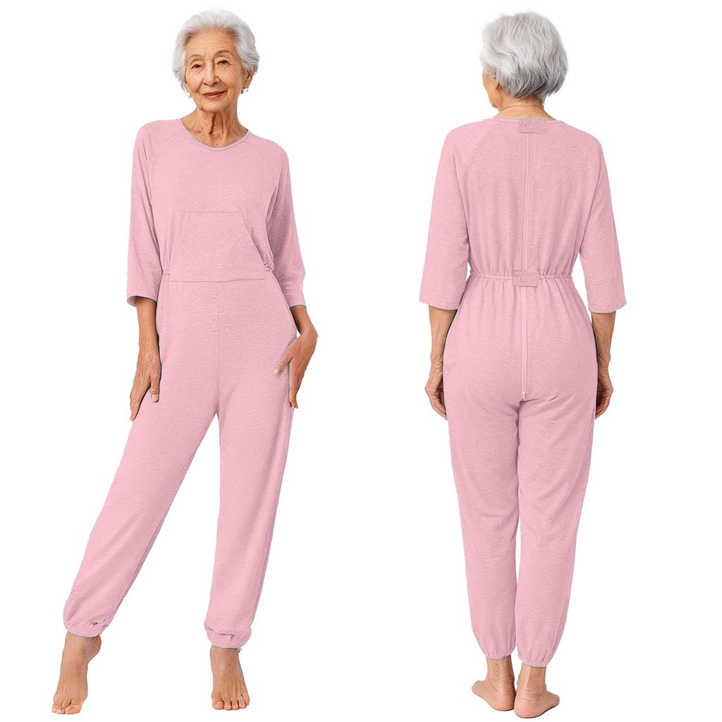 Special Needs & Disability Romper for Women S-XXL: Adaptive Jumpsuit with Double-End Zip, Long Sleeve Pants for Easy Care