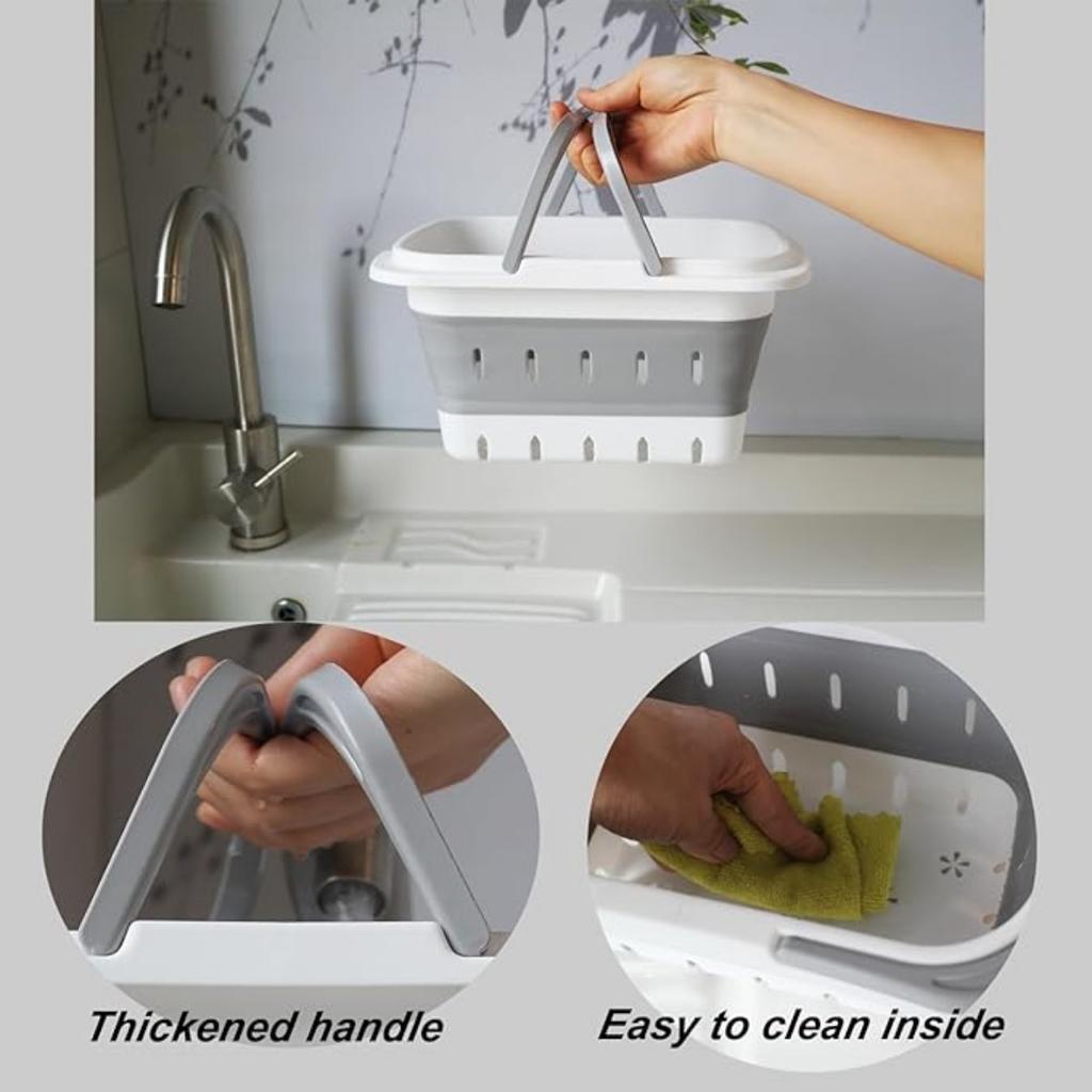 Portable Folding Plastic Bath Caddy with Handle,Perforated,Travel Bathroom Organizer for Bedroom,Bathroom,Shower,Dorm Room,Camping and RV Use