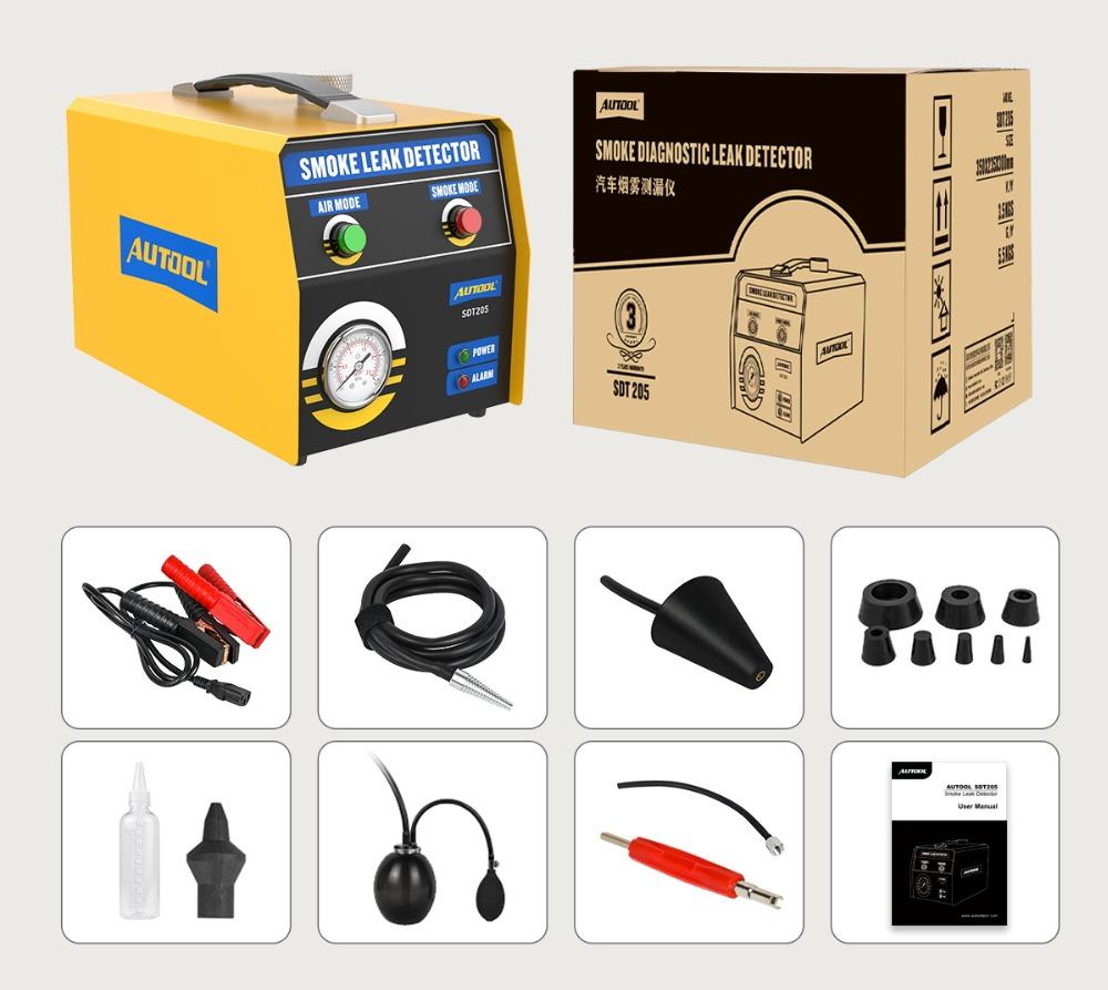 Автомобильный дымогенератор, анализатор утечек труб, AUTOOL SDT205, система EVAP, инструмент для диагностики утечки дыма