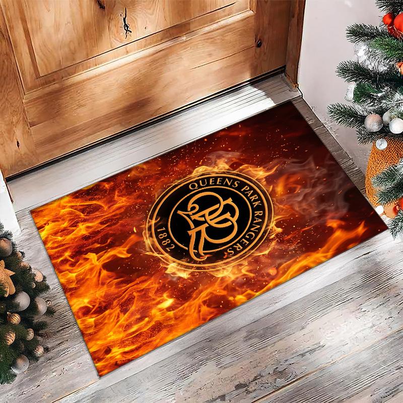 Queens Park Rangers Football Print Crystal Velvet Rug, Comfortable Water Absorbent Non Slip Indoor Floor Carpet