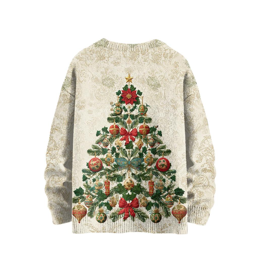 Рождественские толстовки для женщин Вязаный свитер Милая рубашка Осенний свитер с круглым вырезом Топы