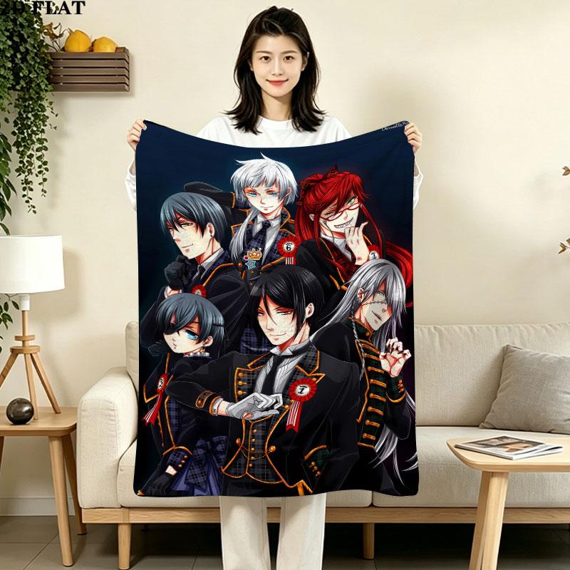 1PC Black Butler Patterned Flannel Blanket Suitable For All Seasons For Home Decor Warmth And Comfort Gifts Holiday Present