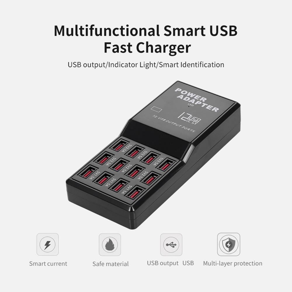 12 Ports USB Charging Dock Multi Ports Charging Station USB Charger Station Tablets Charging