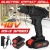 25+3 Speed Cordless Impact Wrench Electric Drill Socket Electric Screwdrive 1/2 Battery US Plug Black 48V