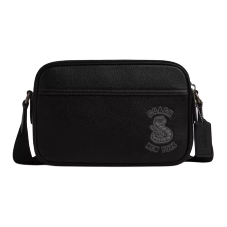 COACH Graham Cow Leather Shoulder Bag Medium Men's Black CY828-QBM2