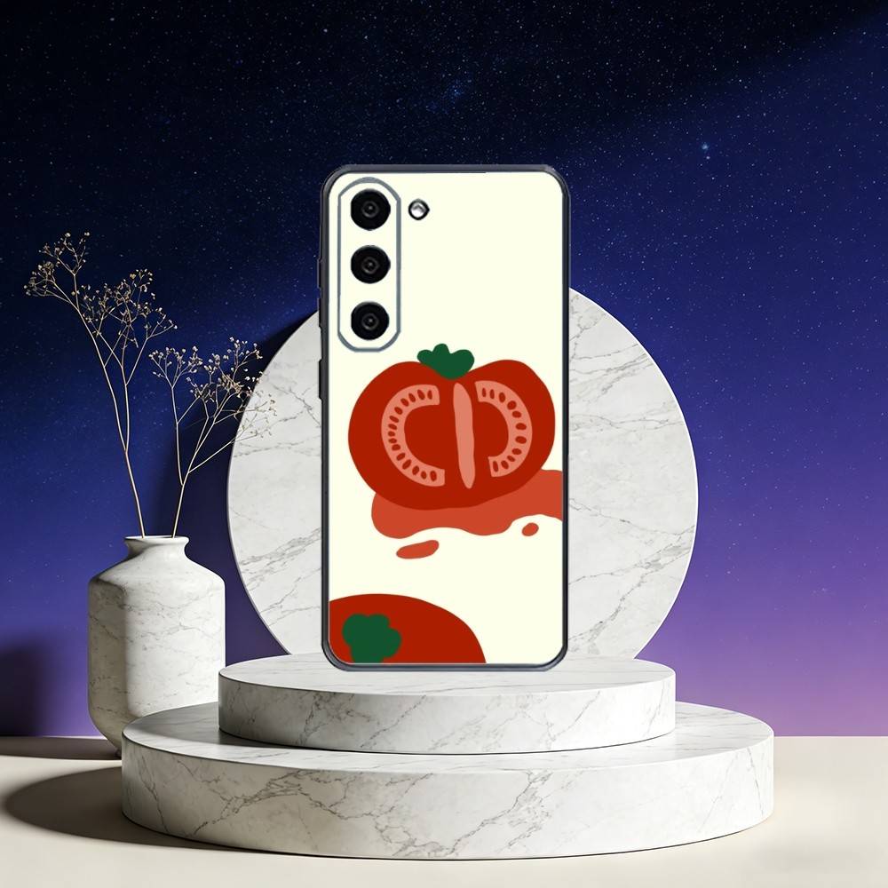 Ins cute Tomatoes Phone Case For Samsung Galaxy A73,A72,A71,A70,A53,A52,A51,Others Soft Black Cover