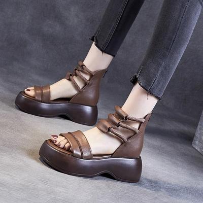 Обувь для женщин, модные летние женские босоножки, однотонные, на среднем каблуке, водонепроницаемые, с открытым носком, на танкетке, с молнией, повседневные женские босоножки