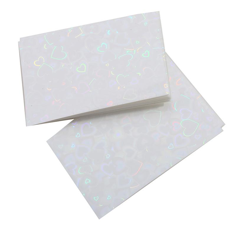 50pcs Heart Printed Laser Frosted Film Kpop Card Holders Idol Card Collect Protective Film Photocard Game Cards Protector Cover