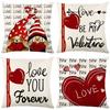 Love Valentine's Day Printed Pillow Cover Polyester Home Living Room Cushion Cover Bedroom Bedside Couple Cushion Cover