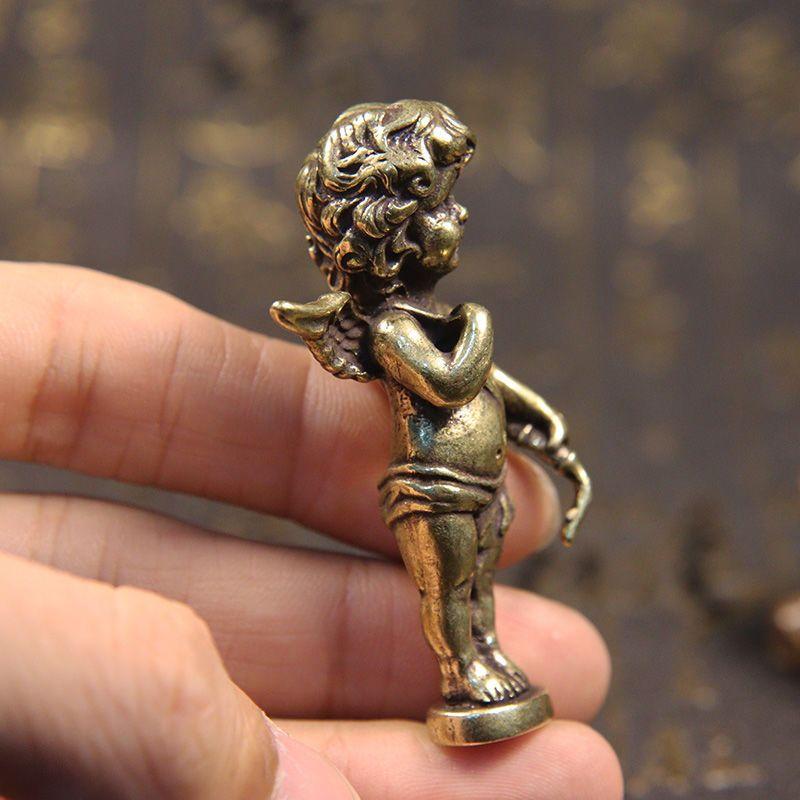 Ретро Медная статуя Купидона, Бог любви, маленькие украшения, латунные фигурки ангелов, настольные украшения, домашний декор, аксессуары для комнаты
