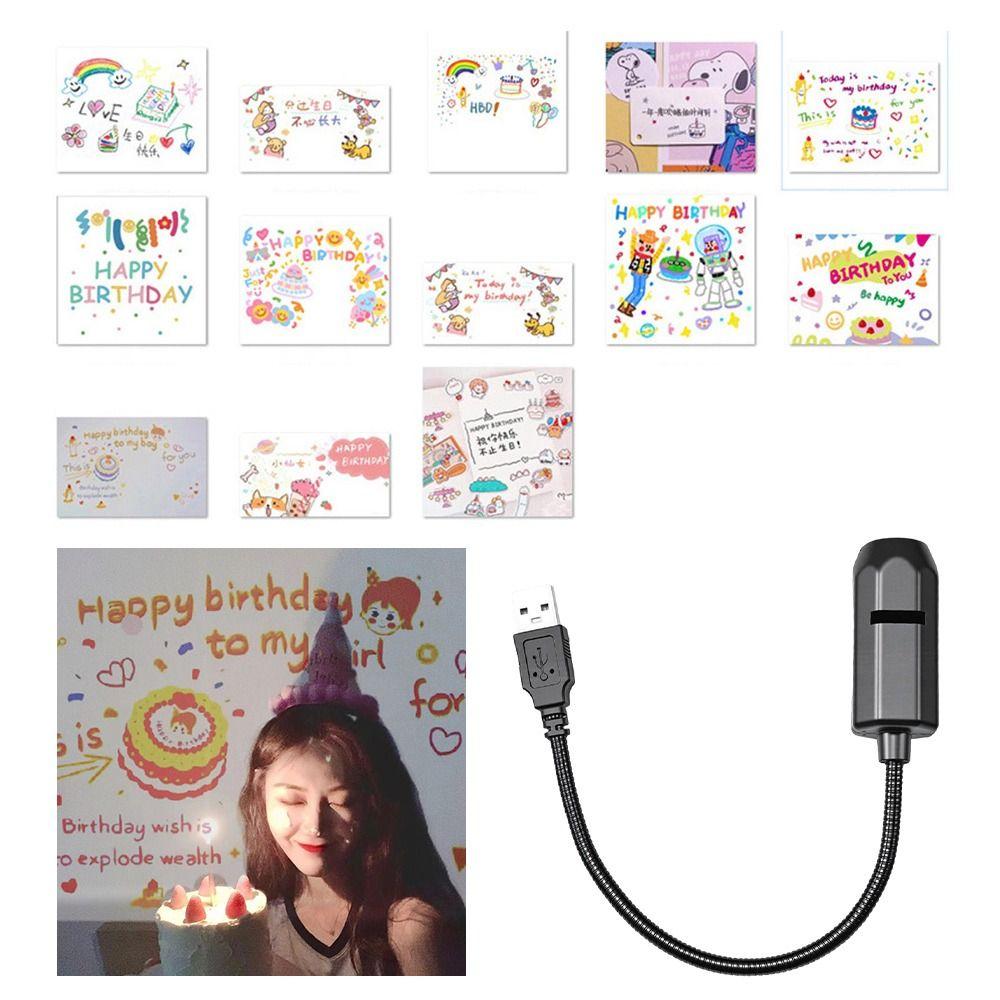 Happy Birthday Theme LED Projection Lamp LED Atmosphere Light Projector Night Light