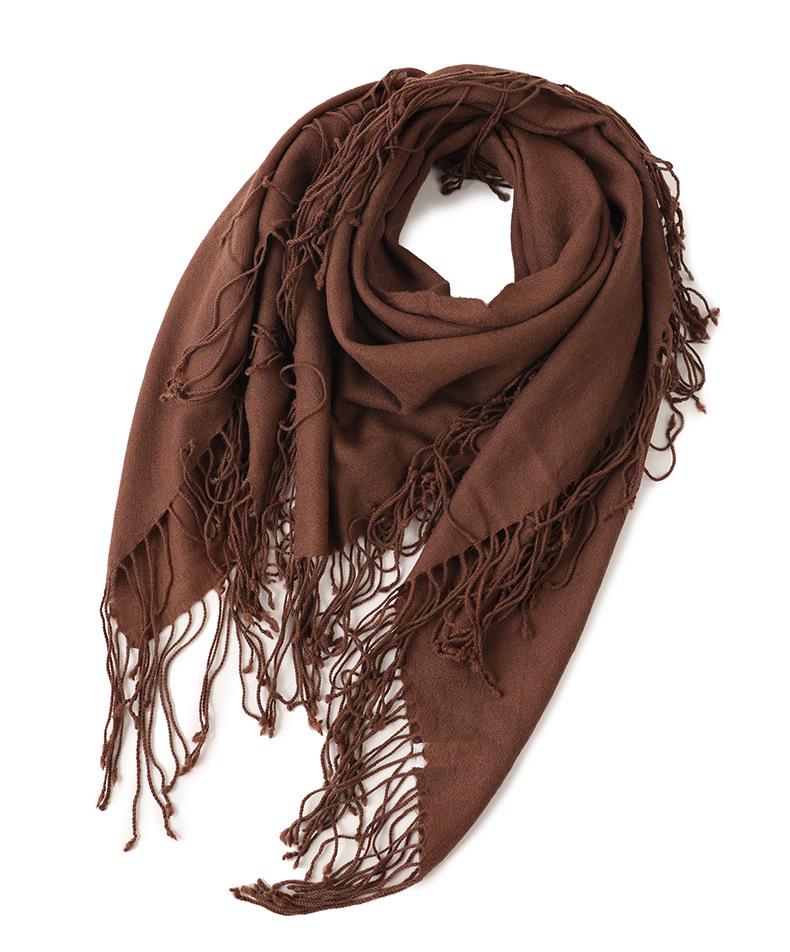 Women's Lightweight Cashmere Tassel Scarf - Fine Spun Solid Color Shawl