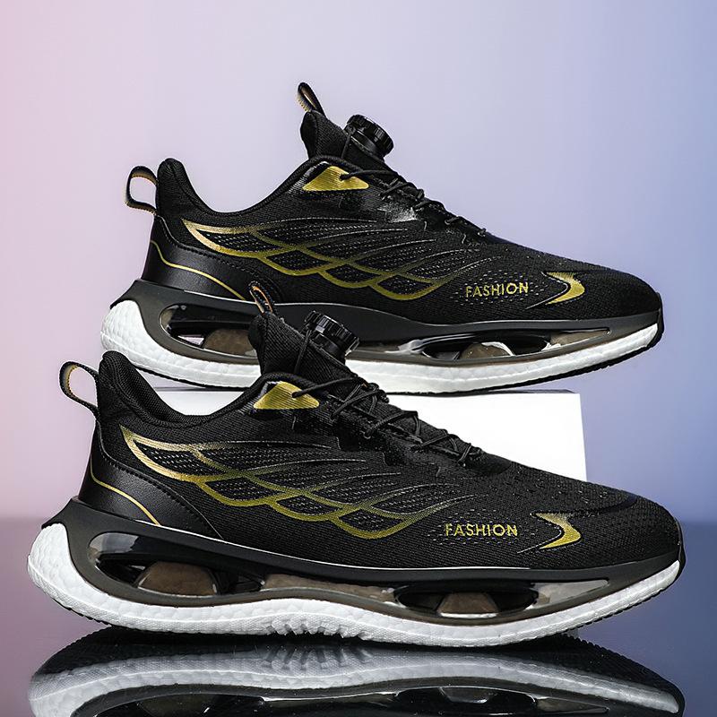 Men's shoes running new shock absorption spring spinning teen button sneakers popcorn sports running shoes