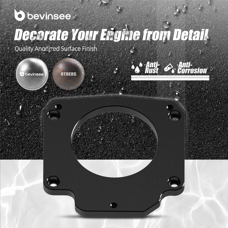 BEVINSEE Aluminum Throttle Body Adapter 4 Bolt Intake to 3 Bolt TB for LS Engine Drive By Wire