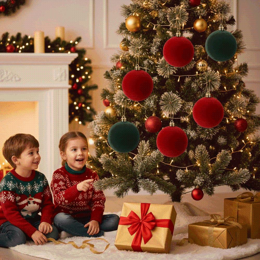 Round Shape Large Flocked Baubles Soft Texture Big Velvet Ornaments Outdoor Party