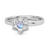 Moonstone Floral Cluster Ring - 925 Sterling Silver