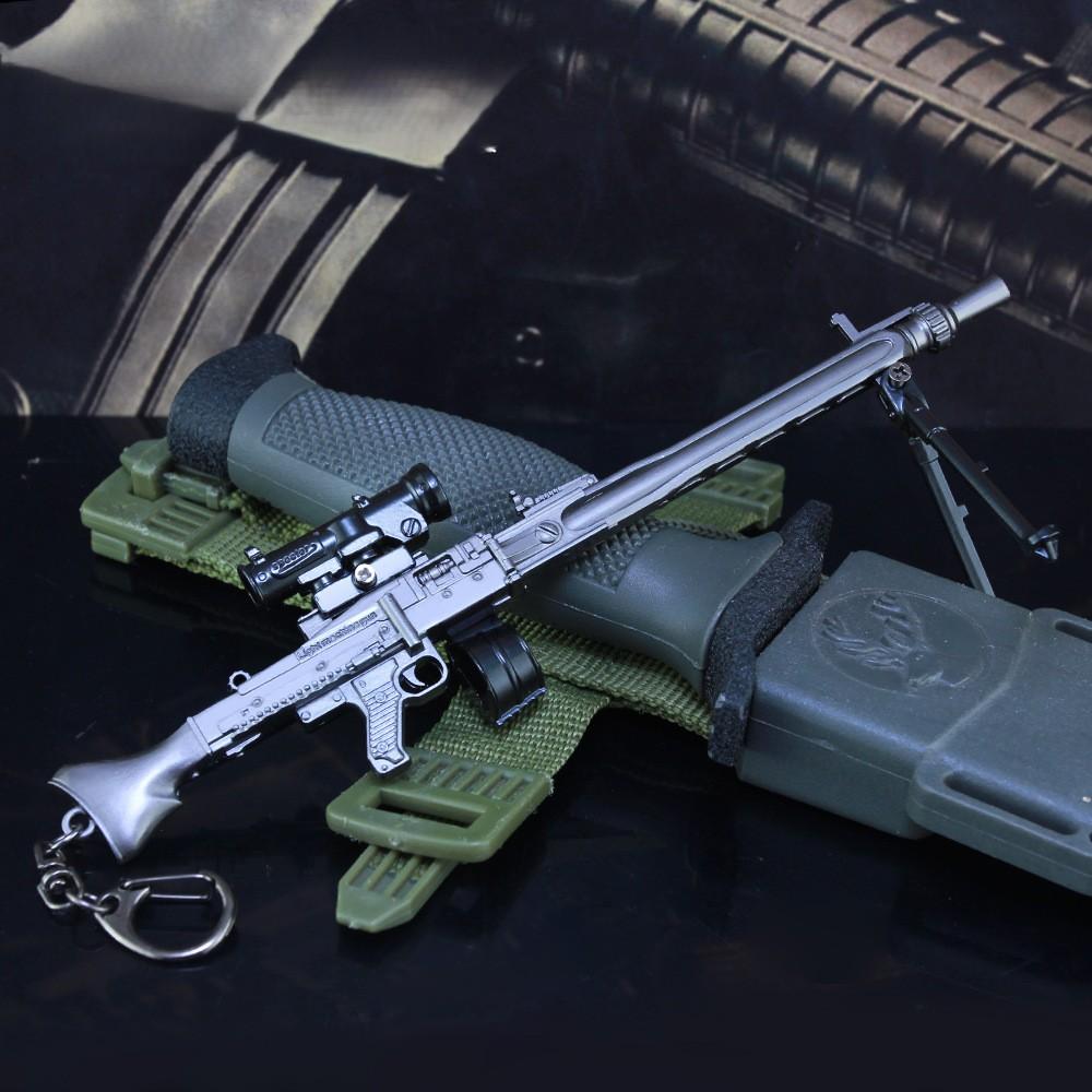 MG3 19см Цинковый сплав Военная Фигурка Аксессуар Съемный Прицел Сошка Магазин Миниатюрная Модель Брелок Коллекция Подарок