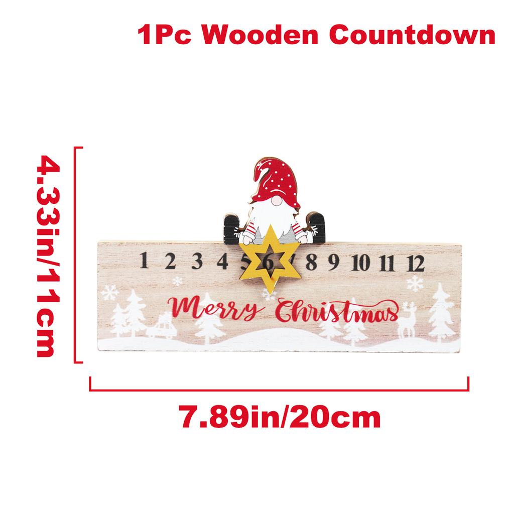 Рождественский Адвент-календарь Новый год 2024 Деревянный Санта-Клаус Раздвижной календарь обратного отсчета Украшение Настольный рождественский подарок для вечеринки Декор для дома