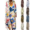 Женское повседневное и модное платье с V-образным вырезом и цветочным принтом, с длинным рукавом