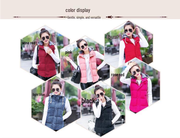 Женский хлопковый жилет без рукавов из персикового вельвета с капюшоном в корейском стиле - Коллекция Осень/Зима