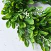 Small Artificial Wreath Door Decor White Style With Eucalyptus Boxwood Plastic Floral Ring