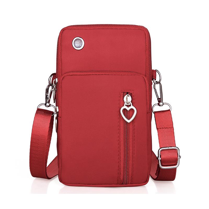 Новая женская мини-сумка для телефона через плечо, трехслойная молния, нейлон, карманный кошелек для монет и сумка на руку