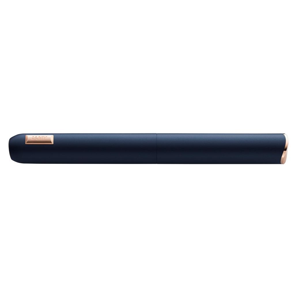 LAMY Dialog CC Blue Fountain Pen Patented Capless Compact Fountain Pen with Gold 14K Gold Nib with Partial Platinum Fine Point Includes Leather Case