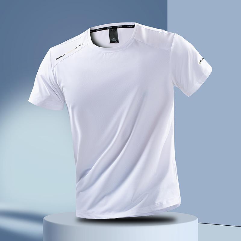 Летняя эластичная футболка с коротким рукавом из ледяного шелка, повседневная универсальная футболка