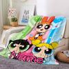 Custom Name Powerpuff Girls Adventure flannel Blanket for Super Soft Cute Comfort Blanket for Travel Bedding Couch Sofa Blanket