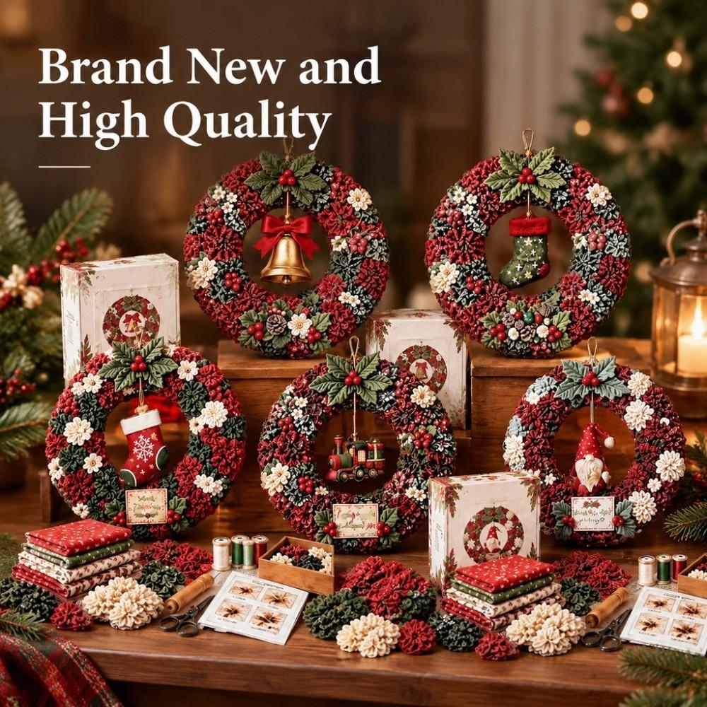 3D Fabric Poke Wreath DIY Kit Hanging Christmas Door Decoration Christmas Craft Kit