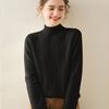 Women's Thick Diamond Pattern Cashmere Sweater - Half-High Neck, Gentle Style, Warm Loose Fit, Short Knitwear for Autumn and Winter